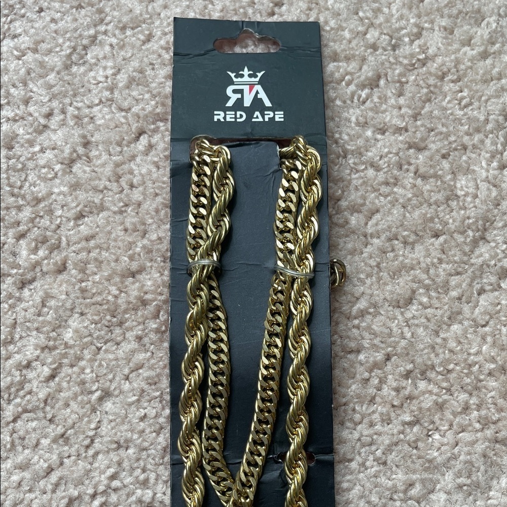 NWT Red Ape Gold Chain Necklace Set (2 Necklaces) - Picture 2 of 5